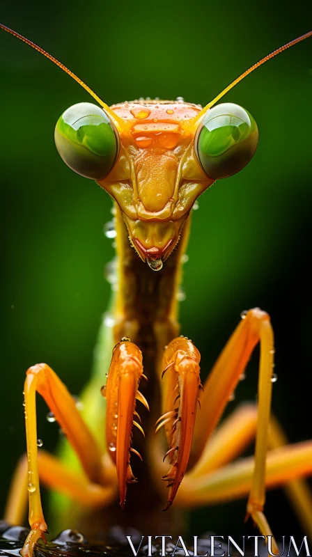 AI ART Close-up Praying Mantis Image in Water Drop Style