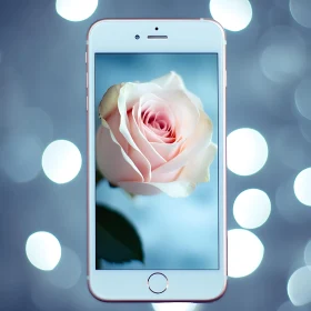 Delicate Rose on Phone Screen