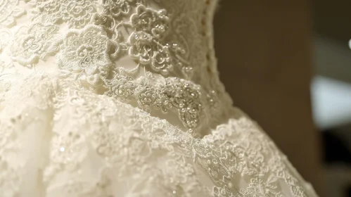 Elegant White Wedding Dress with Lace and Beading
