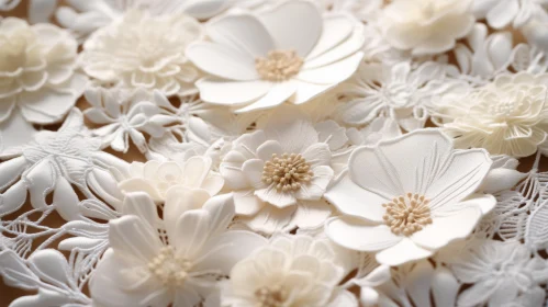 Exquisite Paper Sculptures of White Flowers - Traditional Craftsmanship