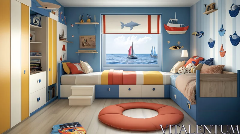 AI ART Marine-Themed Children's Bedroom Design