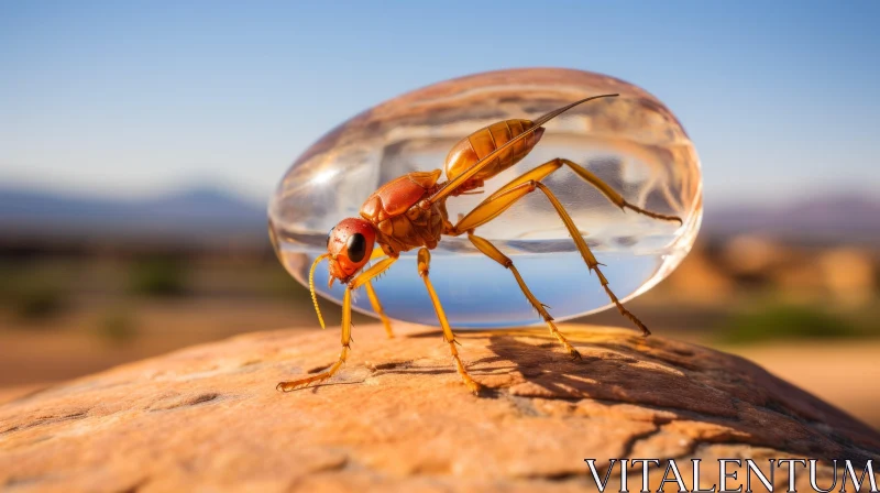 Insect in Glass Sphere: An Amber-toned Outdoor Art Image AI Image