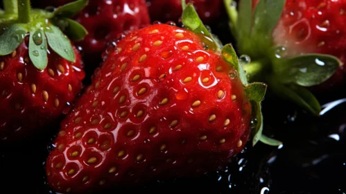 Striking Contrasts: Strawberries on Dark Surface