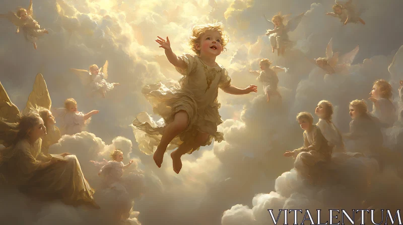 AI ART Heavenly Gathering of Angelic Children