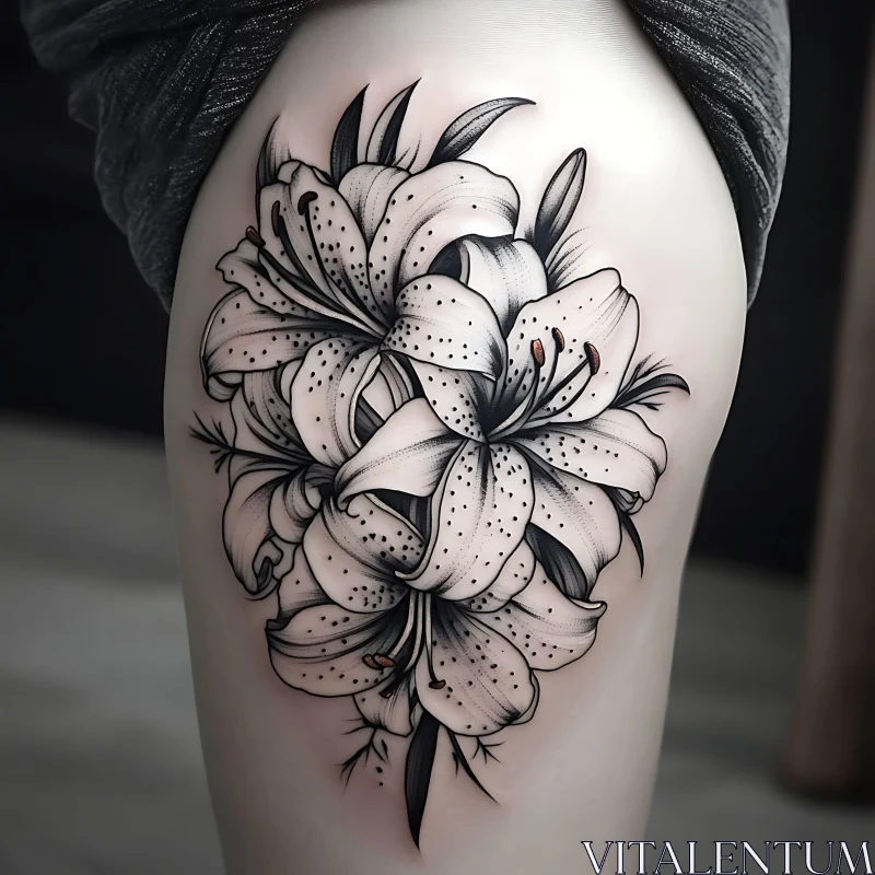 Detailed Floral Tattoo Art AI Image