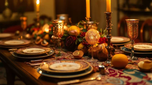 Ornate Dinner Table with Candles