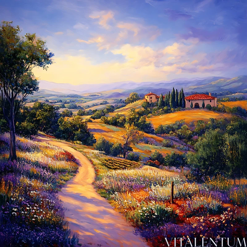 AI ART Picturesque Villa in Tuscany Landscape Art