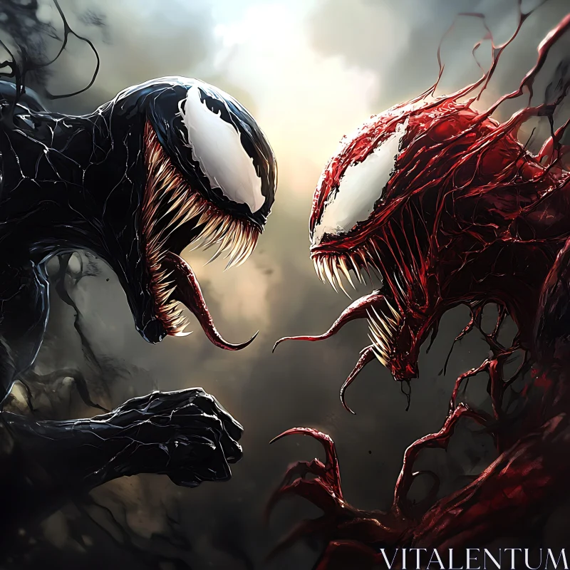 Symbiote Clash: Black and Red AI Image