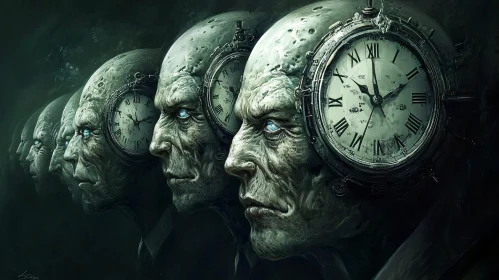 Eerie Depiction of Aging Through Clock Faces