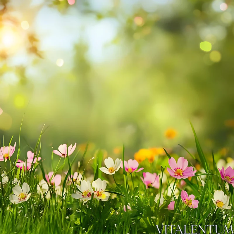 AI ART Blooming Wildflowers in a Green Field