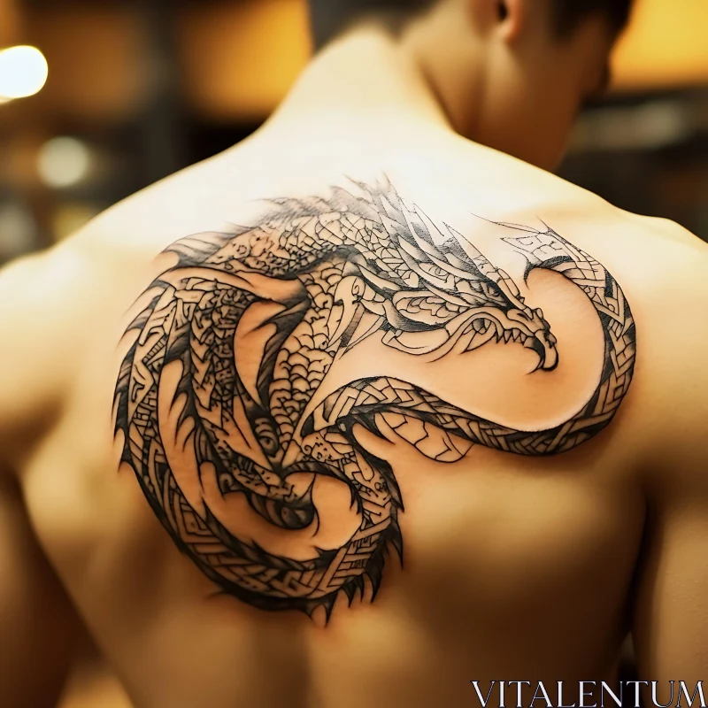 Monochromatic Dragon Tattoo AI Image