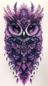 Majestic Purple Feathered Owl Art