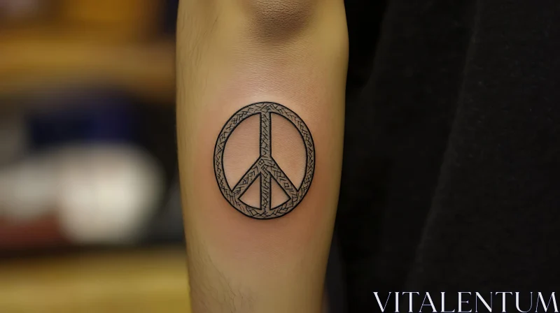 Geometric Peace Sign Arm Tattoo AI Image