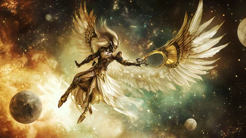Winged Guardian in the Cosmos