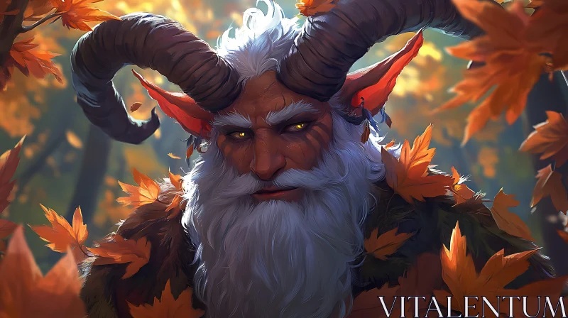 AI ART Fantasy Creature Portrait with Autumn Leaves