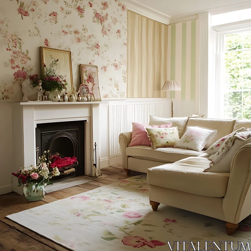 Cozy Floral Home Decor AI Image