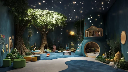 Imaginative Kids Playroom with Forest Theme