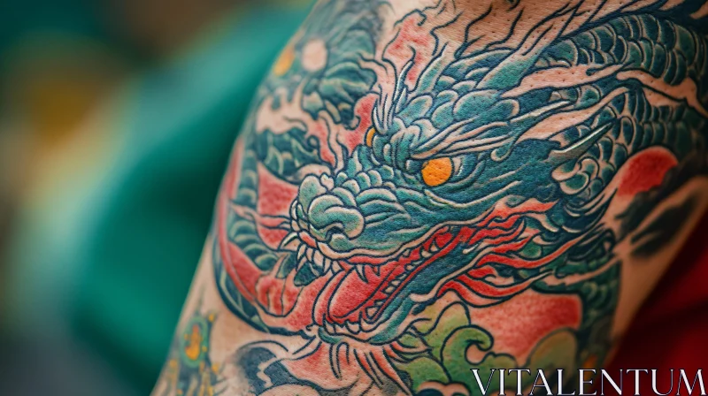 Vibrant Dragon Tattoo Design AI Image