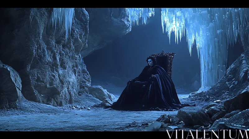 Dark Queen in Ice Cave AI Image