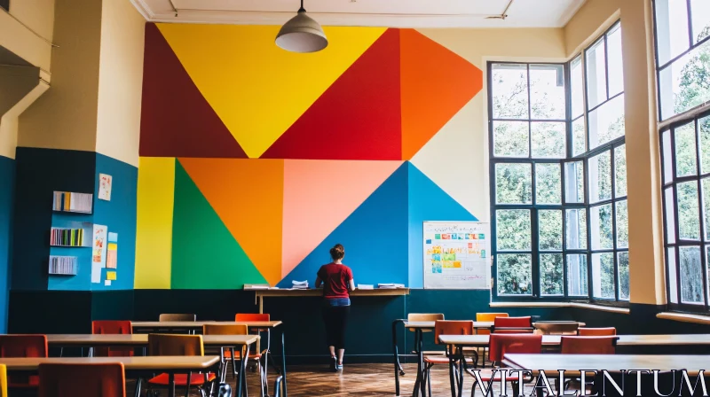 Colorful Geometric Classroom Design AI Image