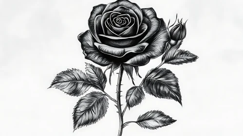 Artistic Rose Drawing in Black and White