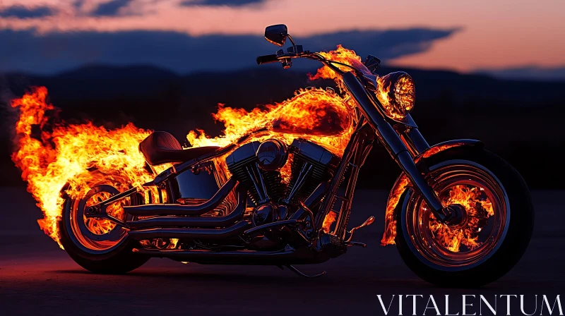 Burning Motorcycle AI Image