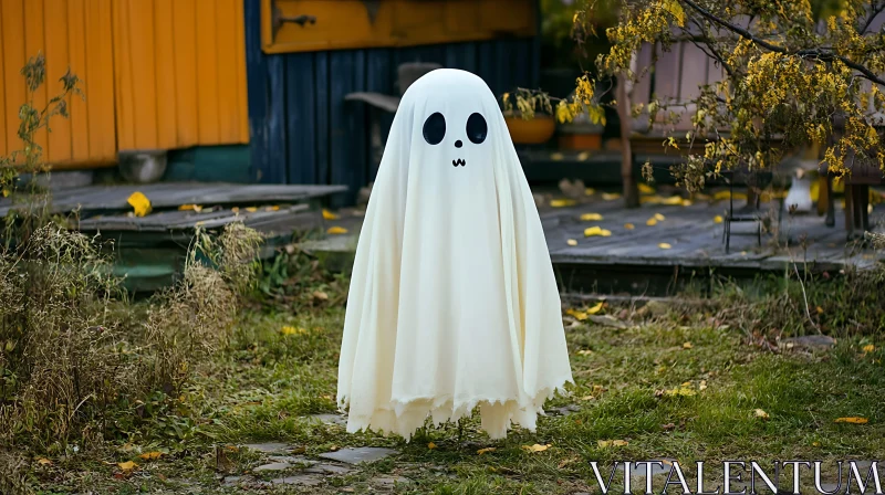 Playful Ghost in Garden AI Image