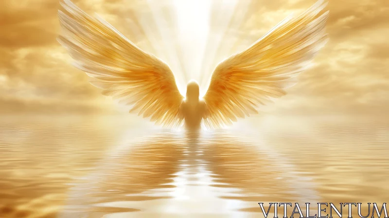 Serene Angel with Wings of Light AI Image