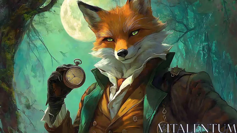 Anthropomorphic Fox with Timepiece AI Image