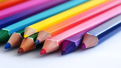 Rainbow Colored Pencils Close-Up