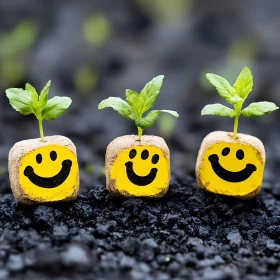 Seedlings with Smiley Faces