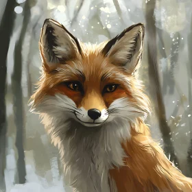 Winter Fox in the Woods