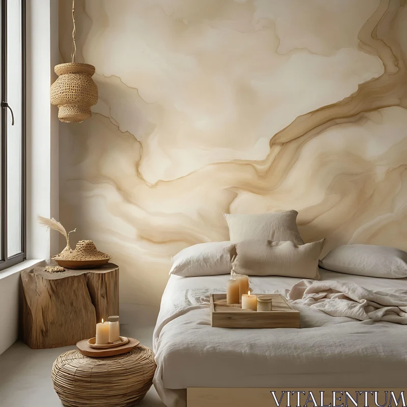 AI ART Minimalist Bedroom with Soft Neutral Palette