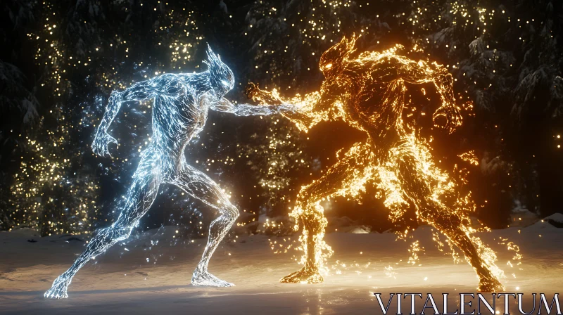 AI ART Clash of Elements: Fire vs Ice