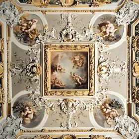 Ornate Ceiling with Angels Painting