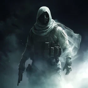 Hooded Figure with Gun