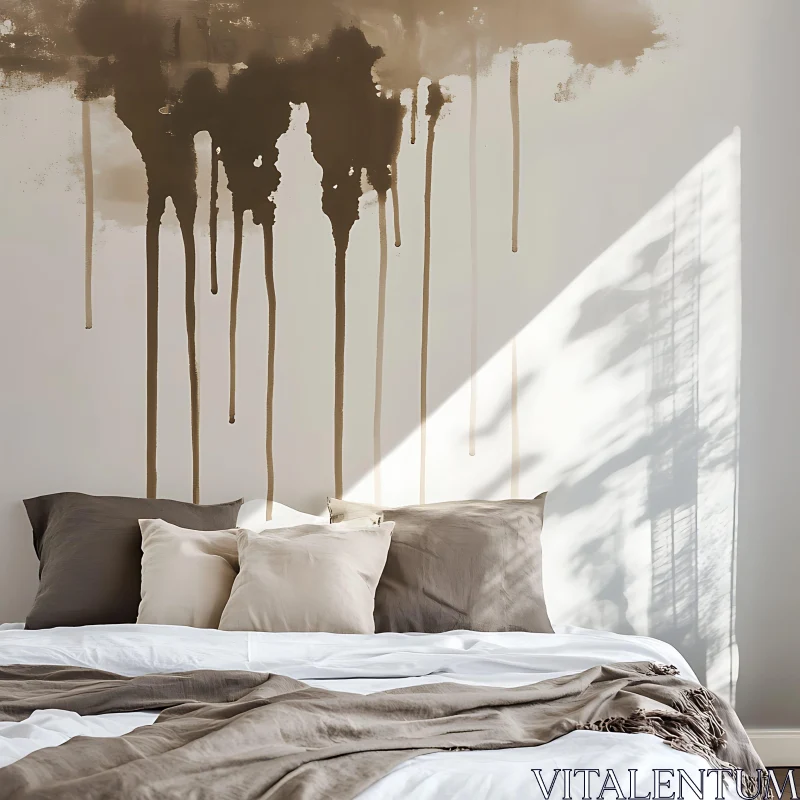 AI ART Artistic Bedroom with Sunlit Wall