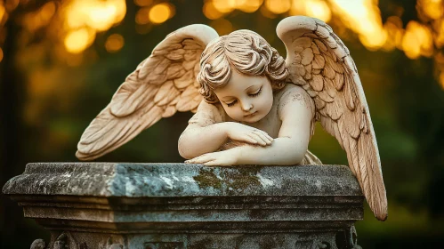 Serene Angel Sculpture on Stone