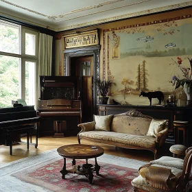 Antique Interior with Musical Instruments