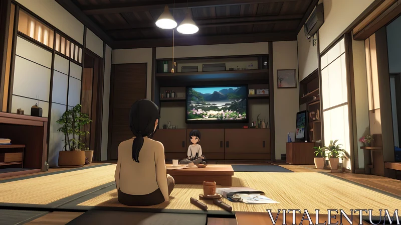 Japanese Room Anime Scene AI Image