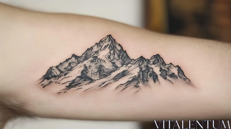 Intricate Mountain Tattoo Design AI Image