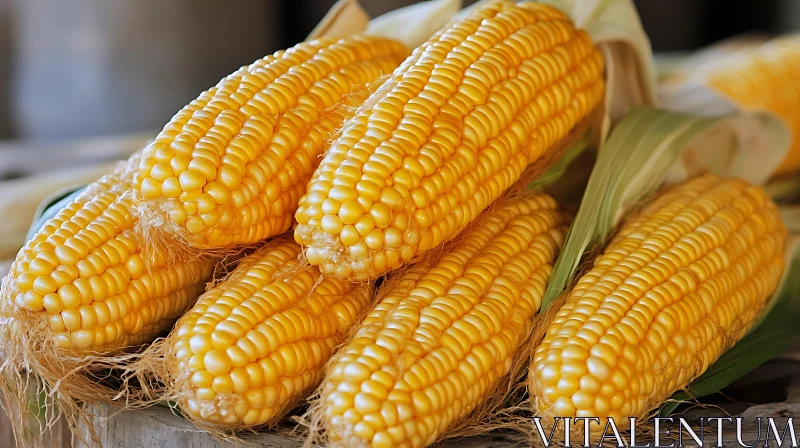 AI ART Close-up of Yellow Corn Cobs