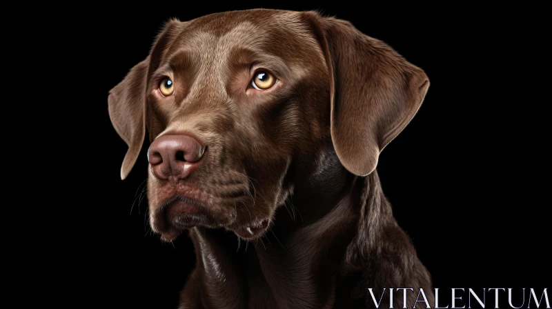 Captivating Close-Up of a Chocolate Labrador on a Black Background AI Image