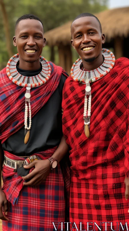 Captivating Image of Two Men in Traditional Maasai Attire AI Image