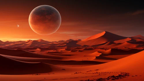 Captivating Red Desert on Alien Planet - Hazy Landscapes