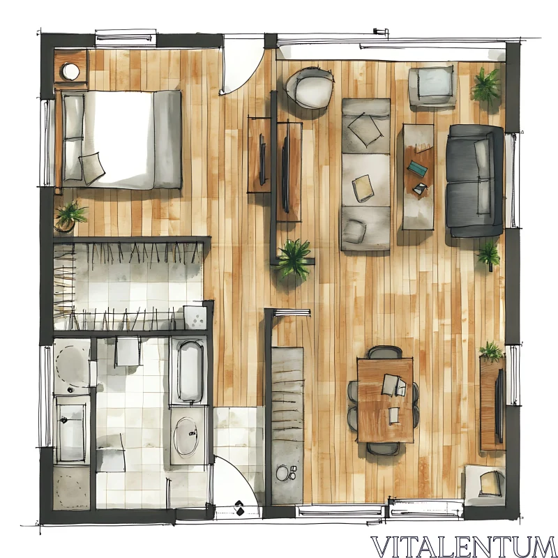 AI ART Apartment Interior Layout: A Detailed Floor Plan