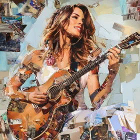 Guitarist Collage Art