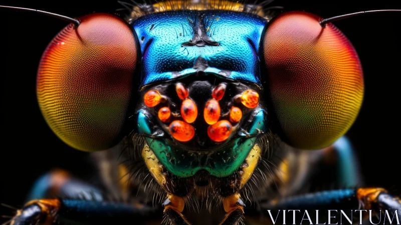 Detailed Macro Photography of a Colorful Fly AI Image