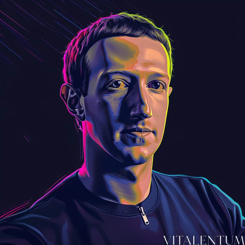 AI ART Mark Zuckerberg Vibrant Digital Illustration