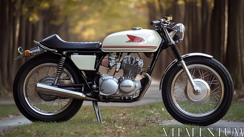 Vintage Honda Bike, Cream and Chrome AI Image